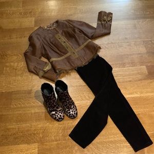 Fur-lined boho leather jacket